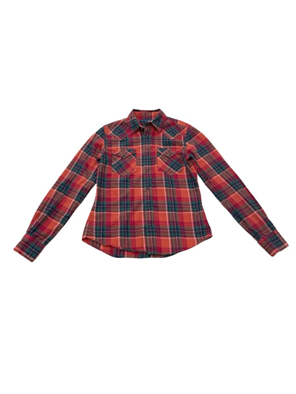 Ralph Lauren Men’s Red & Green Plaid Flannel Shirt Y2K